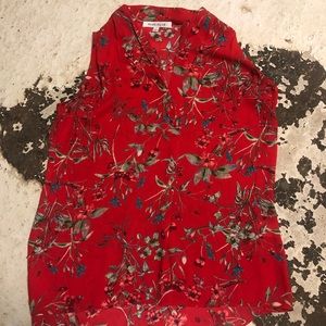 Red floral tank top